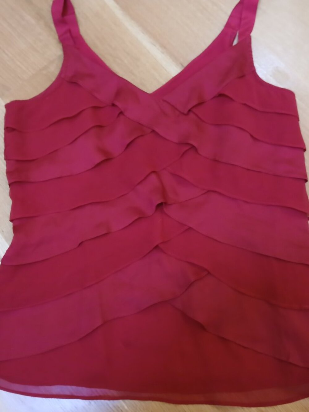 White House Black Market Red Tiered Ruffled Cami Top Size Medium